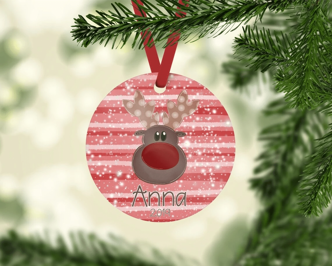 [Personalized Name & Number] Christmas Ornament, Reindeer Ornament, Christmas Tree Decoration, Christmas Home Decor 1