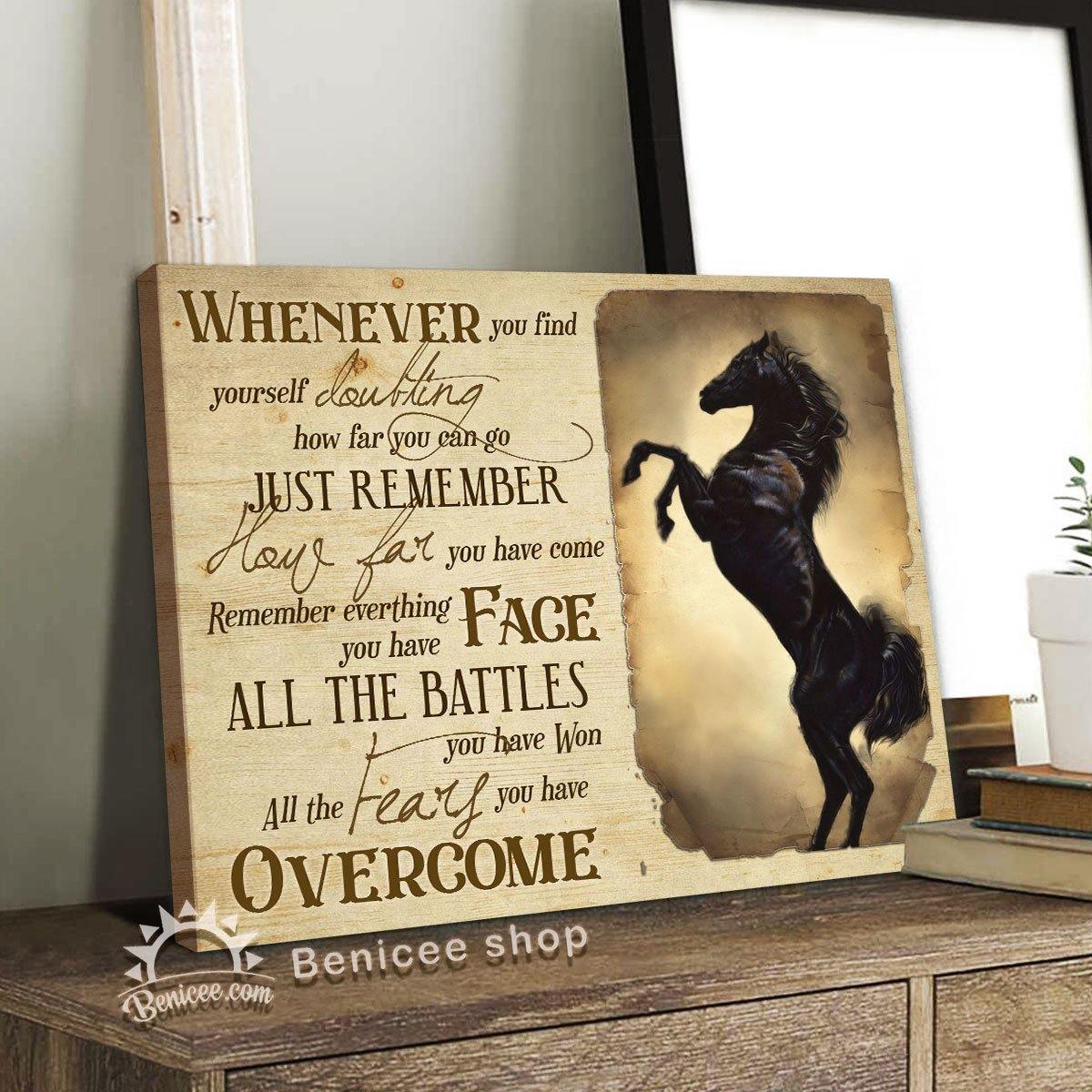 Benicee Horse Motivation Framed/Wrapped Wall Art Canvas You Have Overcome Top 3 Home Decor