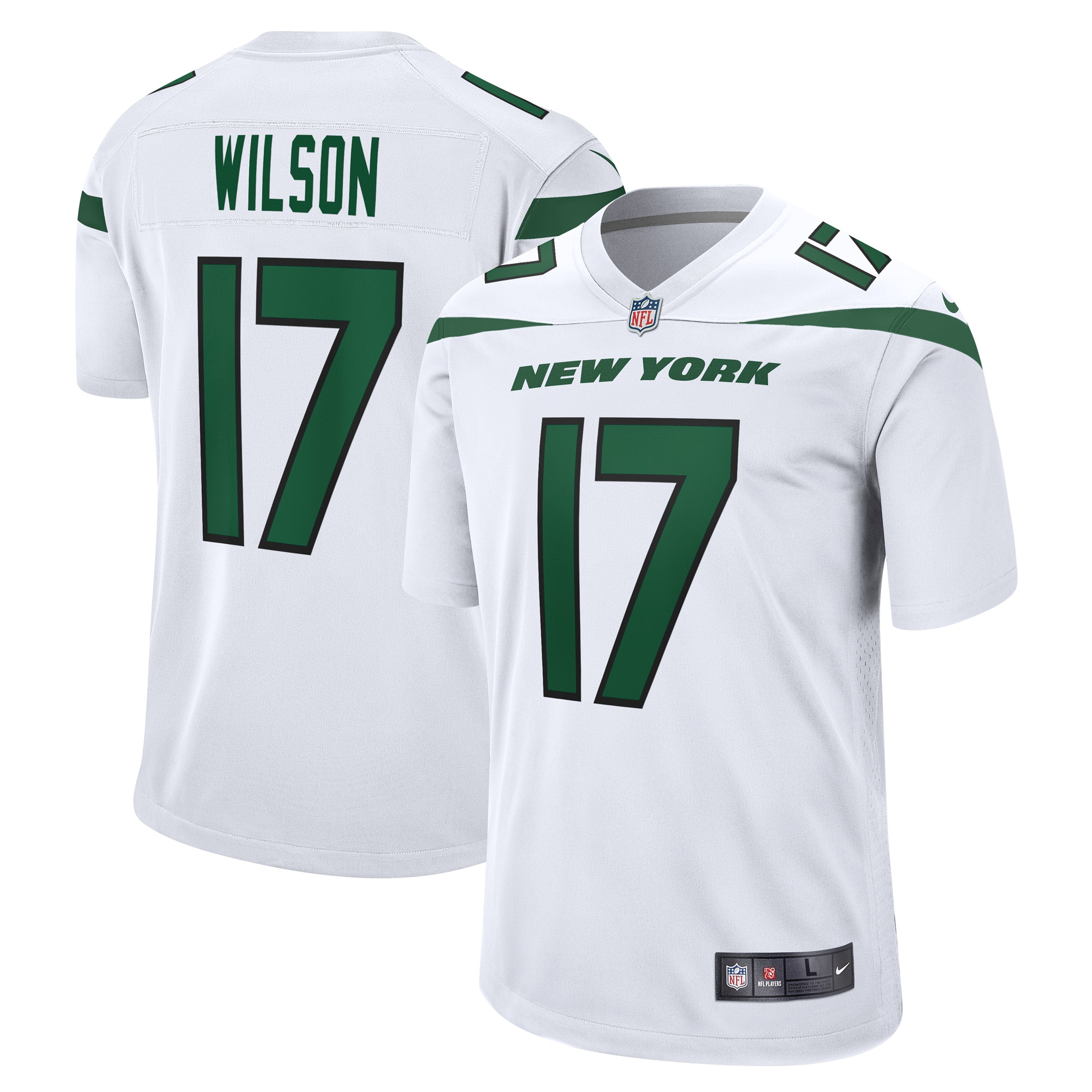 Men’s New York Jets Garrett Wilson White Game Player Jersey