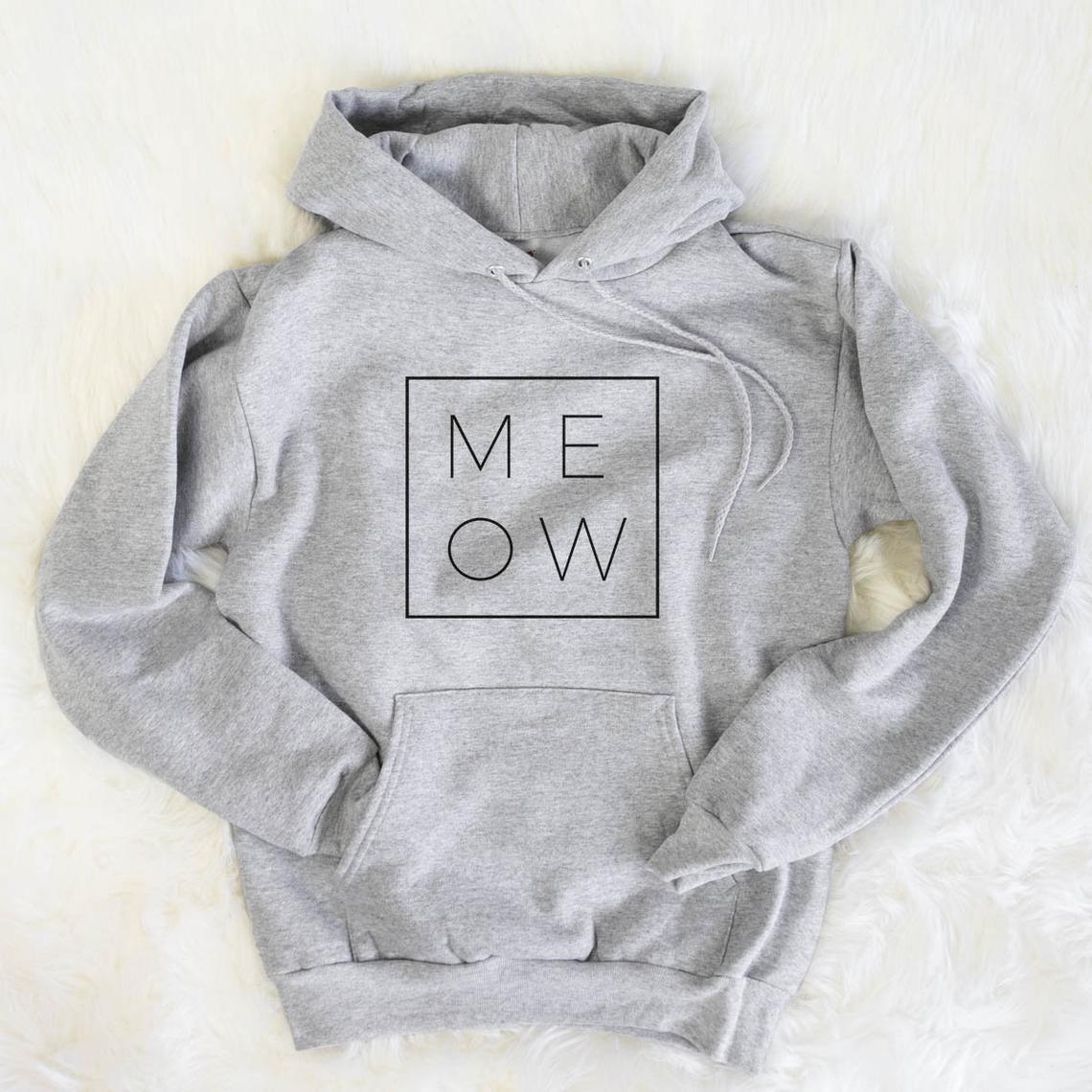 Meow Simple Design Typograhy Square Comfy Gift For Men Women Standard/Premium T-Shirt Hoodie