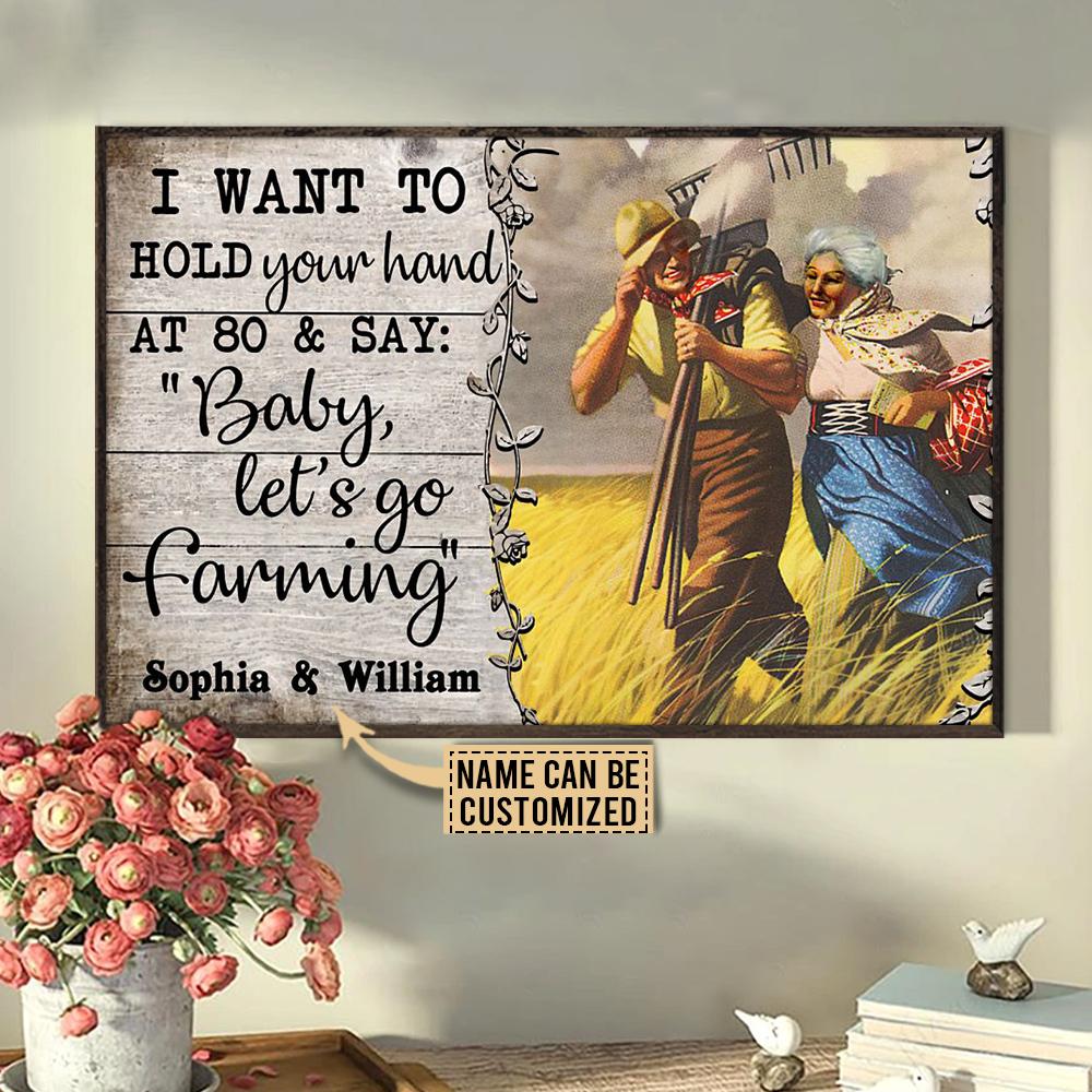 Personalized Canvas, Custom Canvas Prints Farming Old Couple Baby Let’S Go Customized Poster Print, Canvas Poster Wall Art, Canvas Print Wall Decor