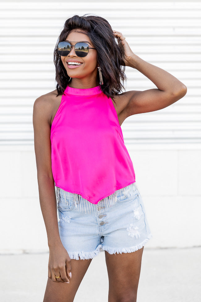 Your Dream Come True Pink Jewel Fringe Hem Tank