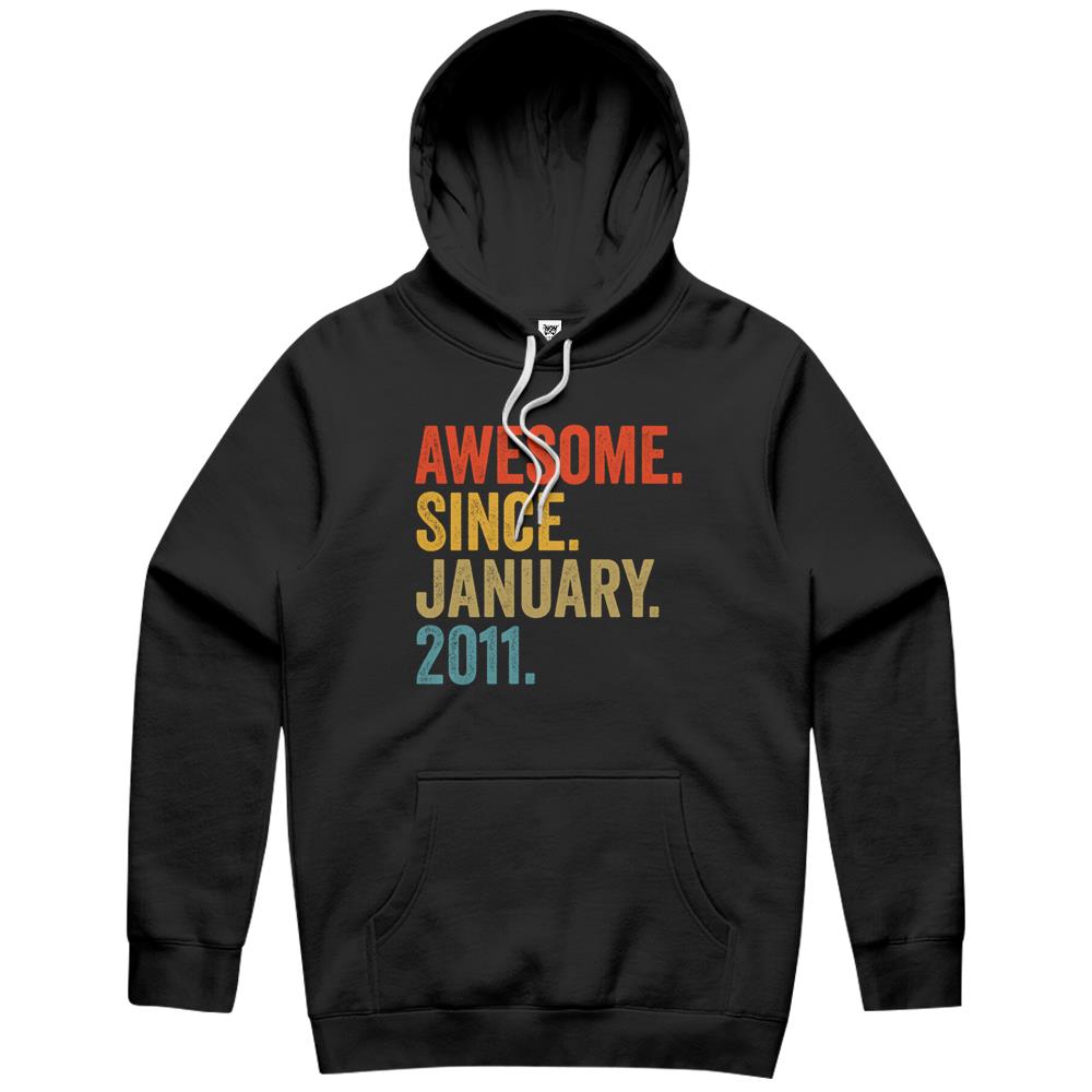 Awesome Since January 2011 11Th Birthday Vintage Retro Hoodie