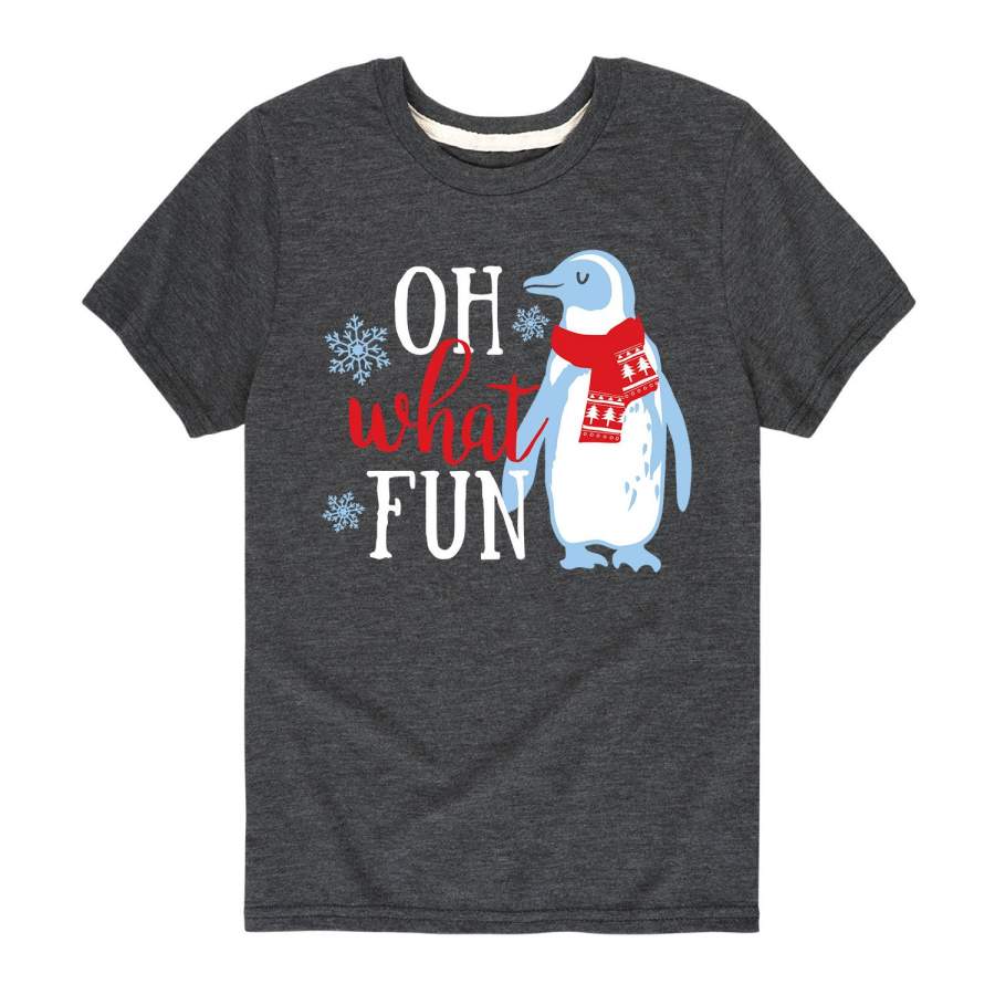 Oh What Fun Penguin – Youth & Toddler Short Sleeve T-Shirt