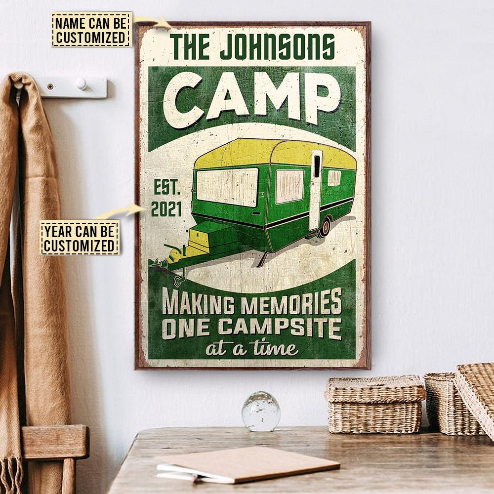 Aeticon Gifts Personalized Camp Camper Making Memories Canvas Mom Dad Gift Home Decor