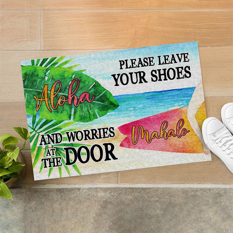 Beach Aloha Leave Your Shoes Customized Doormat