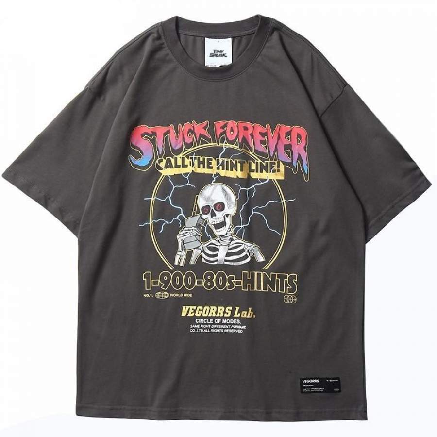Gray Lightning Skull T-Shirt – Namecorn Store
