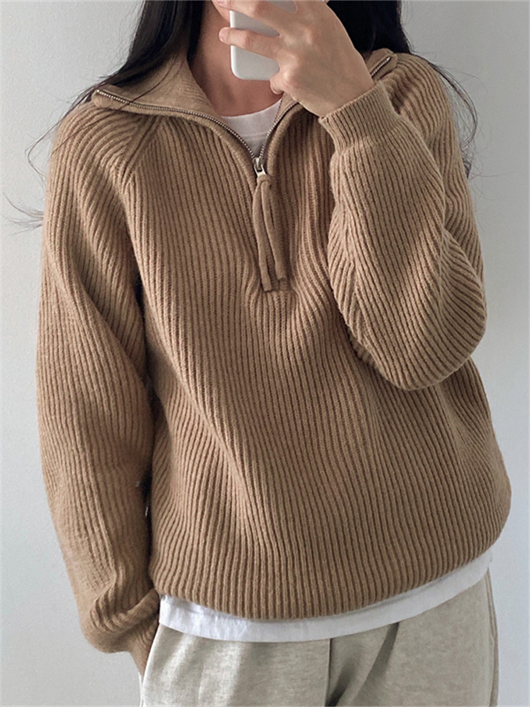 Syiwidii Knitting Sweater Women Fall Winter 2022 Zippers Turtleneck Oversized Casual Korean Fashion Jumpers Warm Chic Pullovers alx