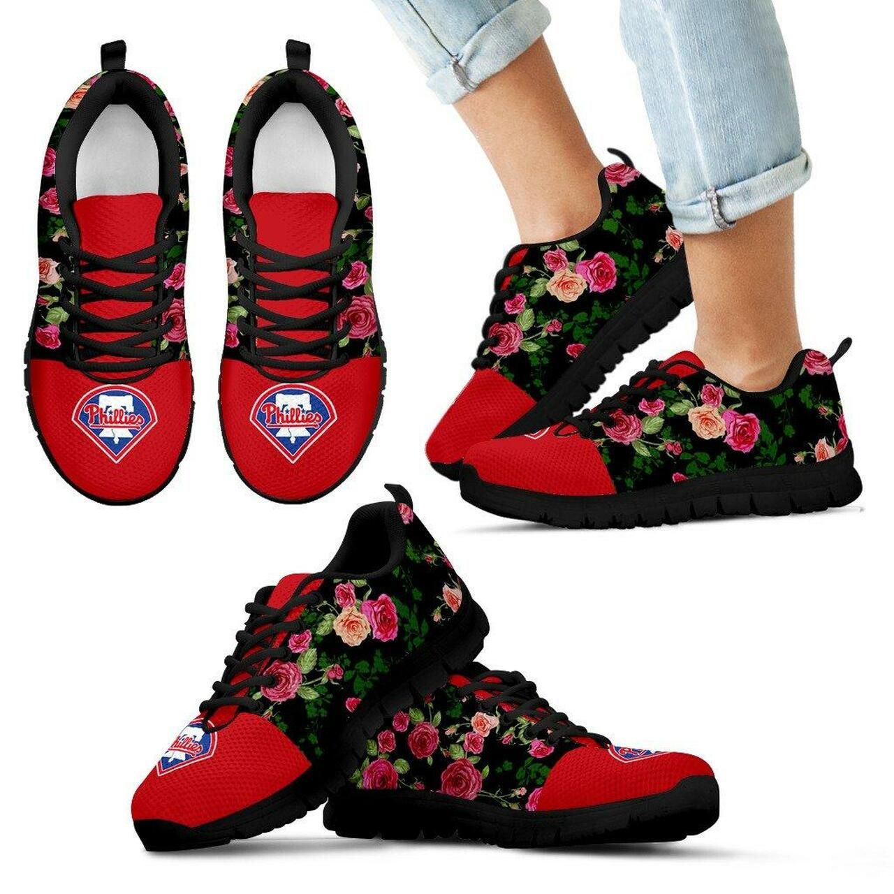 Vintage Floral Philadelphia Phillies Sneakers Running Shoes For Men, Women Shoes8439