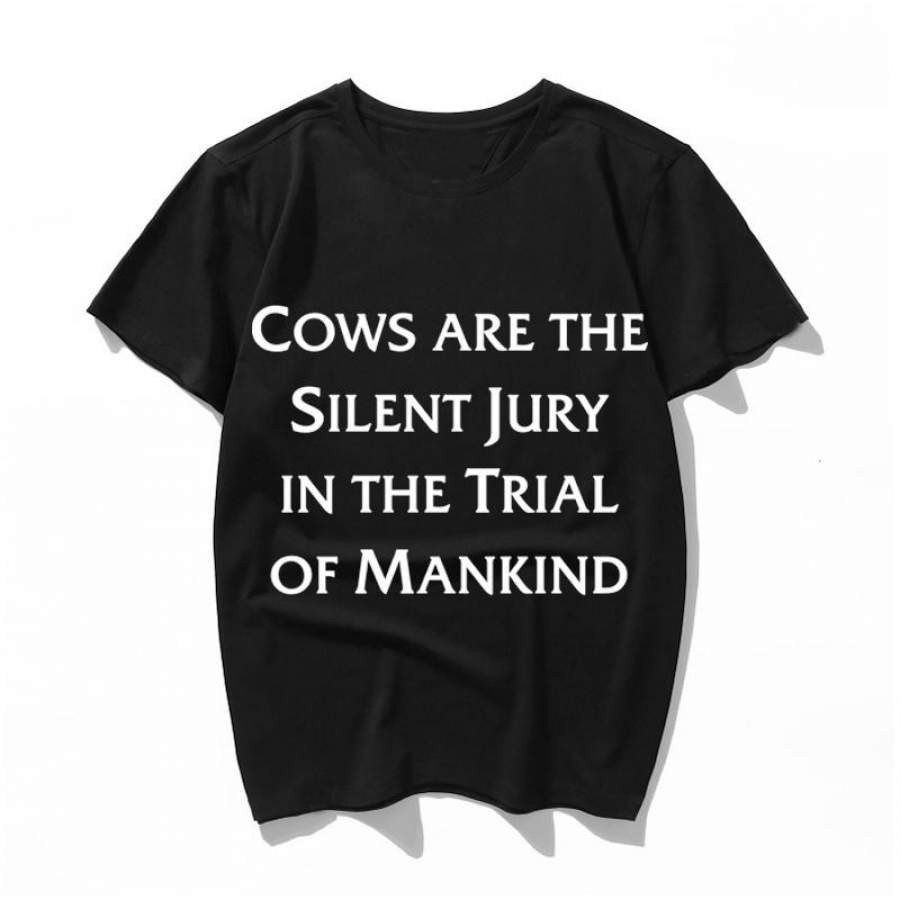 Cows Are The Silent Jury In The Trial Of Mank Summer Cartoon Print T Shirt Women Men Harajuku Punk Aesthetic T-Shirt Vintage Casual Streetwear Tops