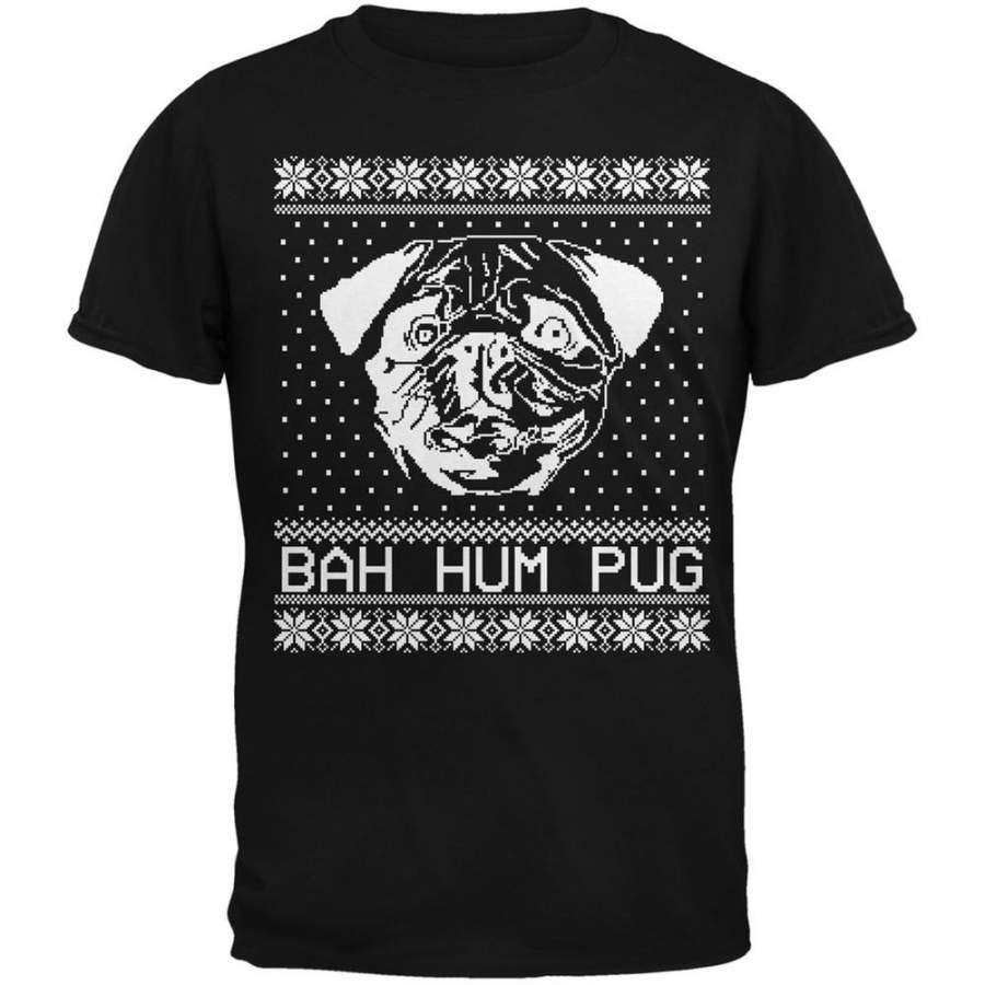 Bah Hum Pug Ugly Christmas Sweater Black Youth T-Shirt