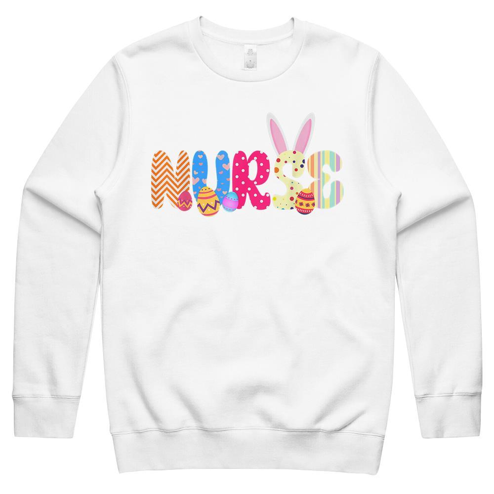 Bunny Nurse Funny Egg Easter Day Floral Crewneck Sweatshirt