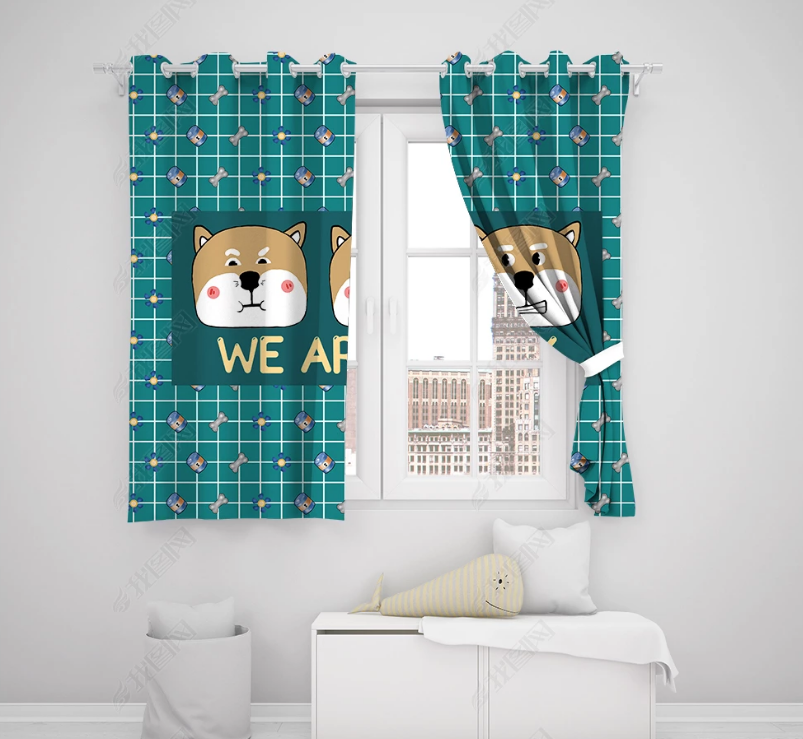 3D Cartoon Animal Bear Green Curtains And Drapes Lqh 68