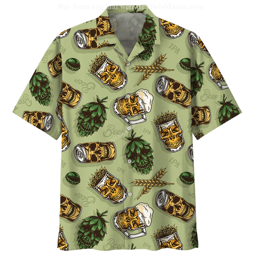 Unifinz Beer Hawaii Shirt Skull Cups Wheats And Hops Aloha 2022 Ha53676