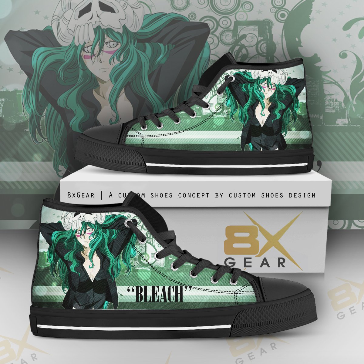 Bleach Shoes Nel Tu Anime High Top Sneakers Green Hair Anime Shoes