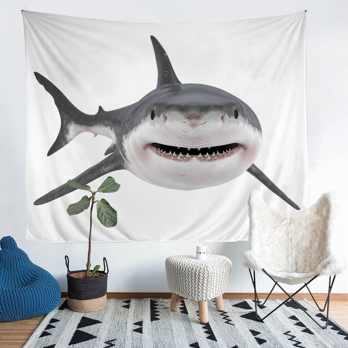 Shark Bedding Throw Blanket for Kids Boys Teens Marine Life Ocean Tapestry 3D Shark Print Tapestries Wall Hanging Sea Animal Pattern Wall Blanket,Bedding Collection