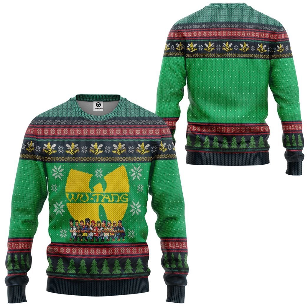 Unifinz Wu Tang Christmas Sweater Christmas Wu Tang Clan Symbol Green Ugly Sweater 2022