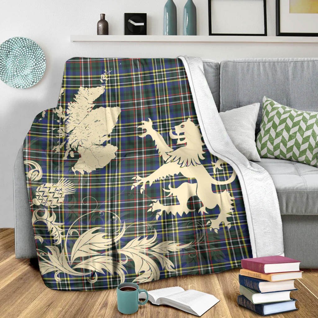 Tartan Blanket Scott Green Modern Tartan Scotland Lion Thistle Map Plaid Blanket