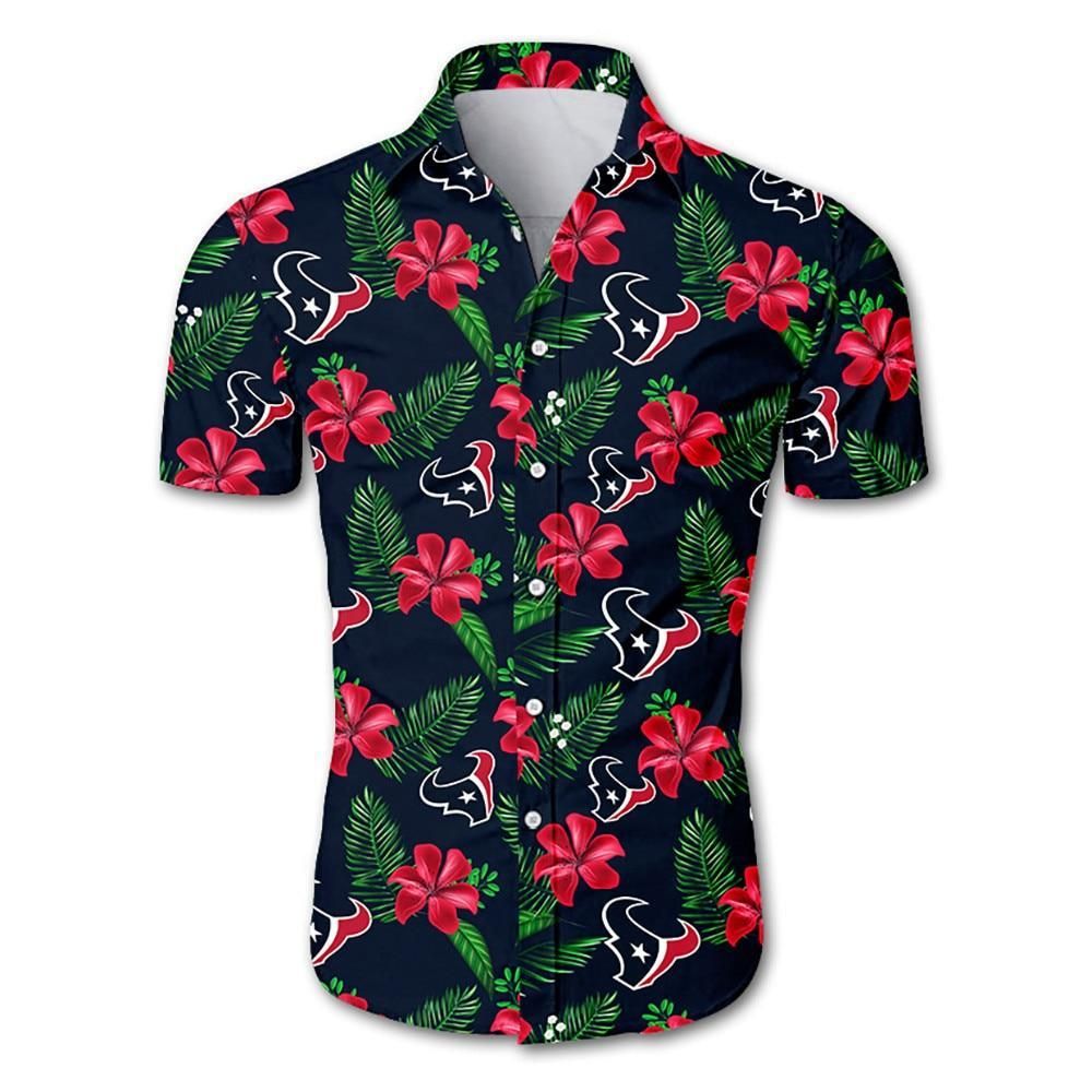 Houston Texans Tropical Flower Hawaii Shirt White Men Women Beach Wear Short Sleeve Ha78259