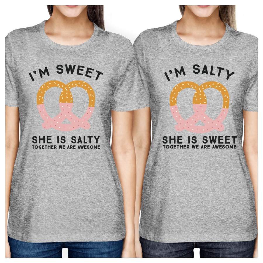 Sweet And Salty BFF Matching Grey Shirts