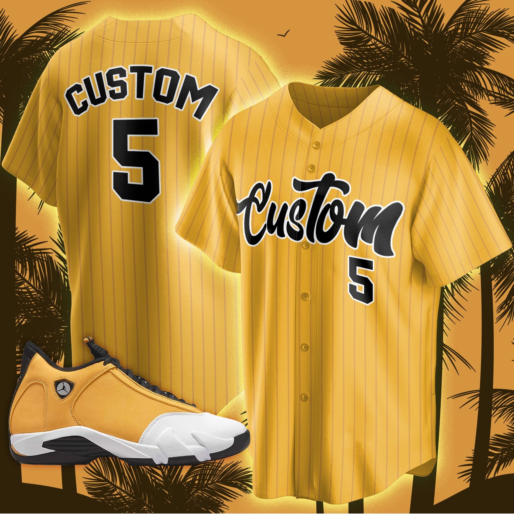 Baseball Jersey Custom Text match Jordan 14 Retro Ginger 2022, Custom Team Name Number Shirt, Personalized sneaker shirt