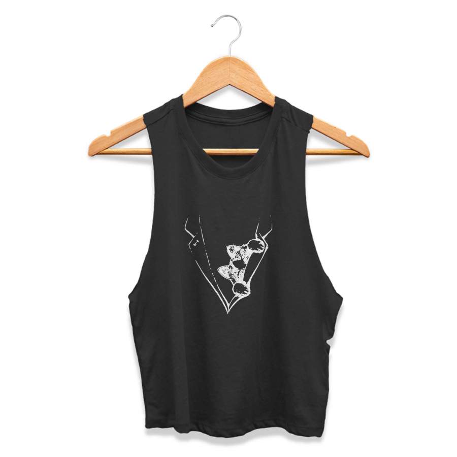 Playful Kitten Cat Eye Kitty Looking Out Cat Lover Funny Pet Animal Art Gift Graphic Womans Crop Tanktop Tee