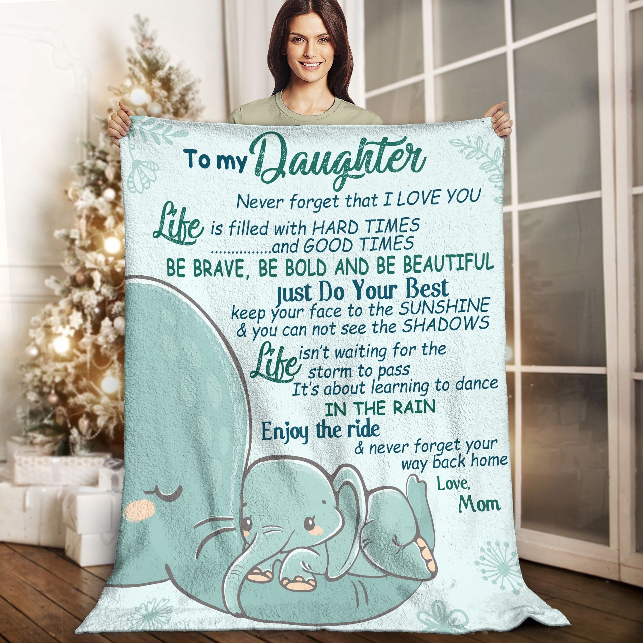 Personalized Elephant To My Daughter From Mom Just Do Your Best Keep Your Face To The Sunshine Fleece Blanket Great Customized Blanket Gifts For Birthday Christmas Thanksgiving