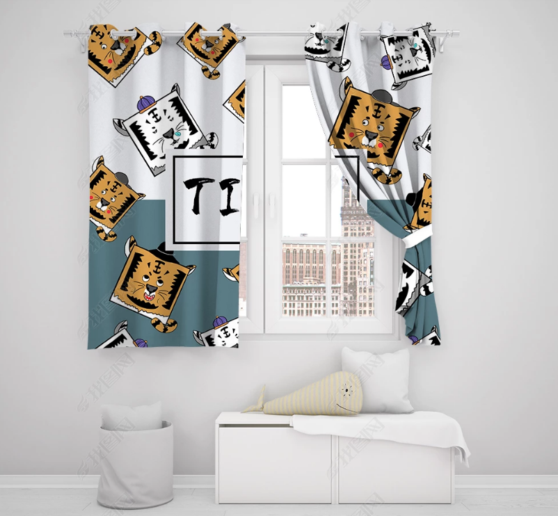 3D Hand Drawn Animal Tiger Curtains And Drapes Lqh 195