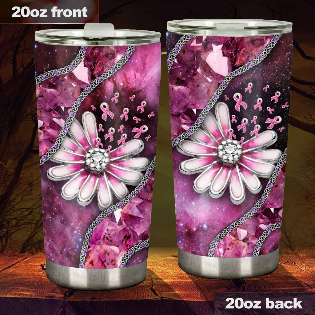 Faith Hope Love Pink Daisy Breast Cancer Awareness 3D Pattern Printed Tumbler
