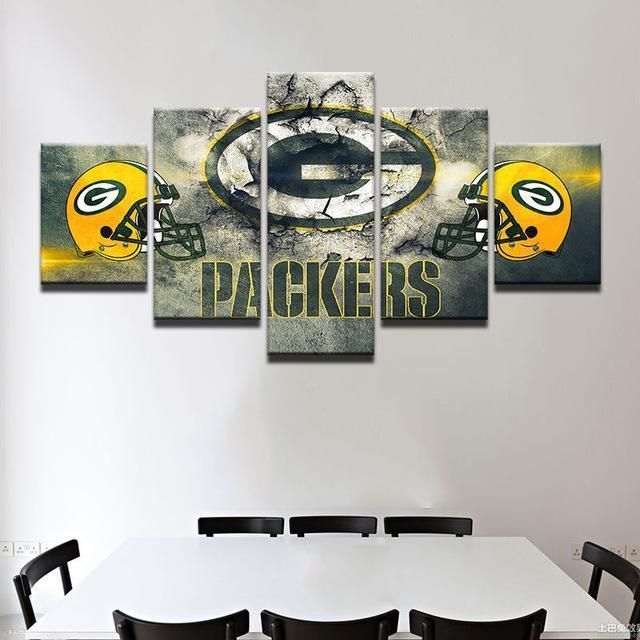 Green Bay Packers Helmet Sport 5 Panel Canvas Art Wall Decor