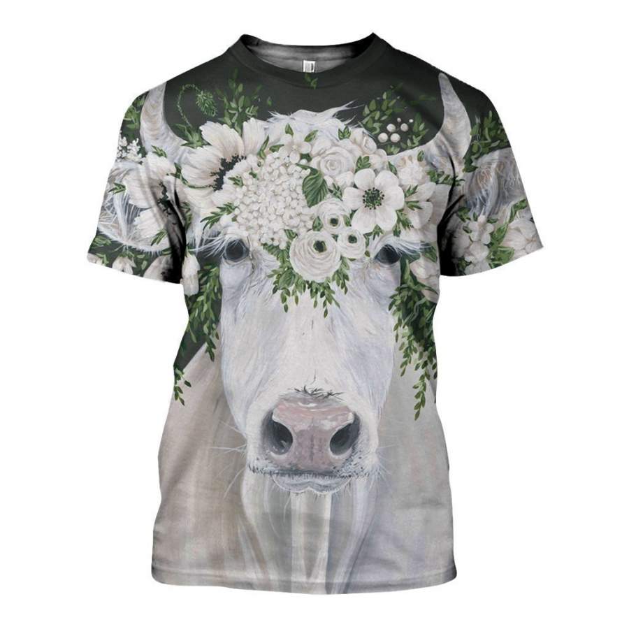 3D All Over Printed Dairy Cattle Beautiful Art Shirts and Shorts