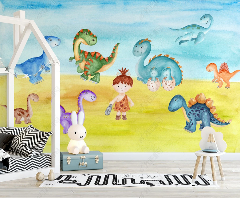 3D Cartoon Animal Dinosaur Kids Wall Mural Wallpaper Lqh 165