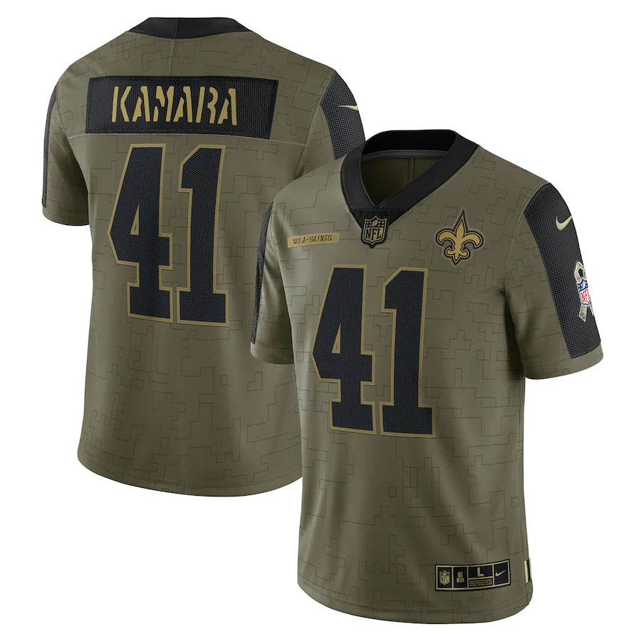 Men’S New Orleans Saints Alvin Kamara Nike Olive 2021 Salute To Service Limited Player Jersey