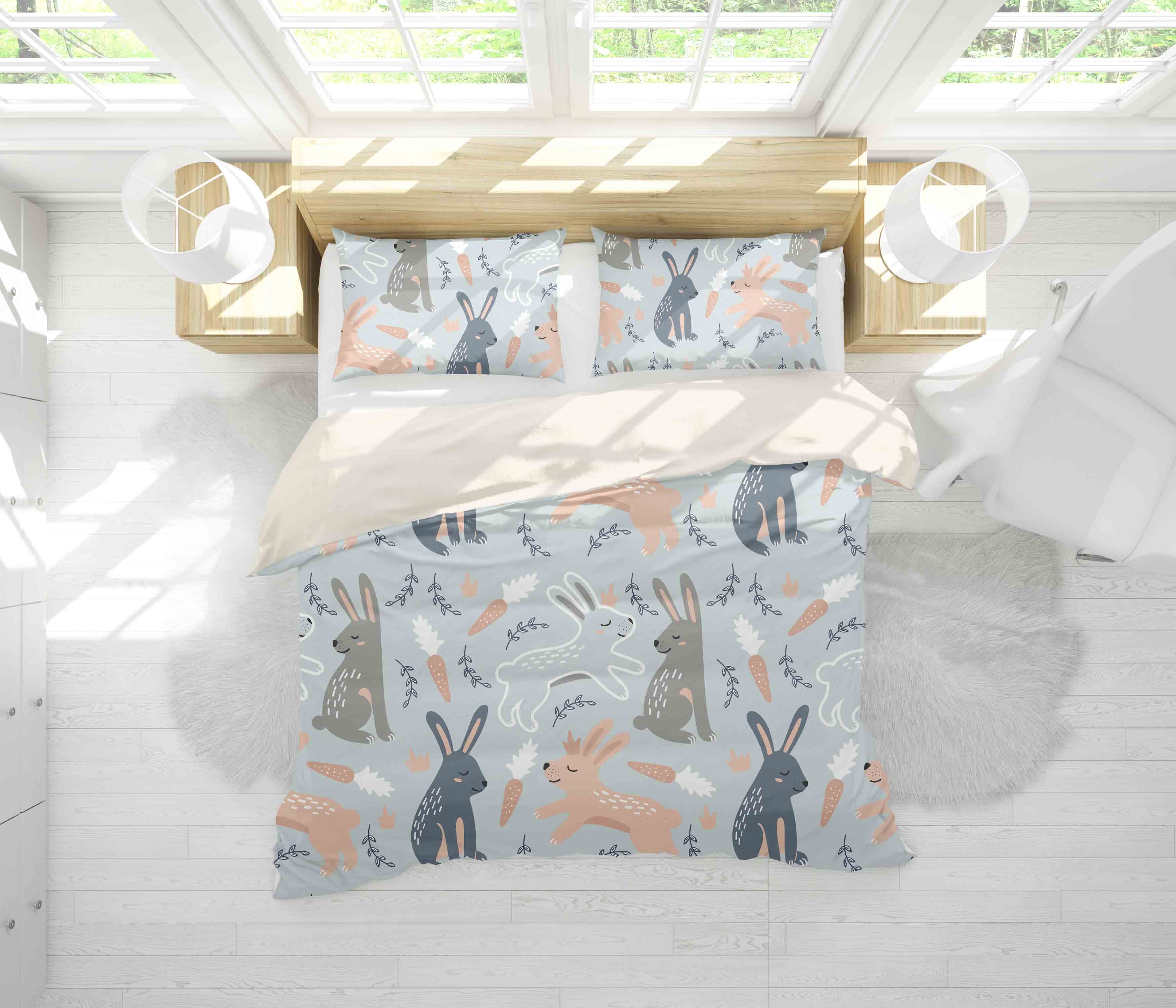 3D Cartoon Rabbit Quilt Cover Set Bedding Set Pillowcases 159