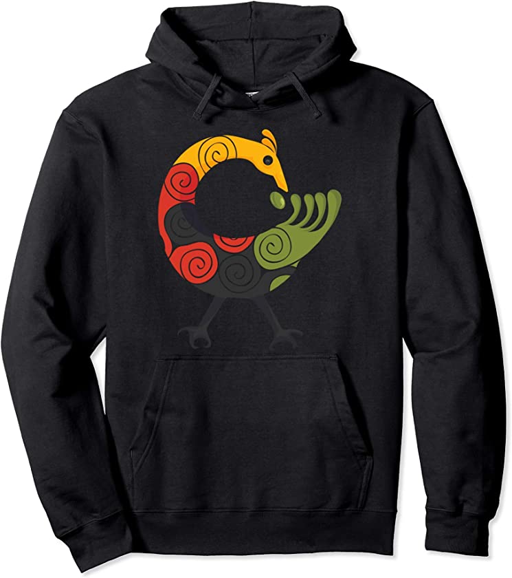 Sankofa Bird Adinkra Art in Pan African colors Pullover Hoodie