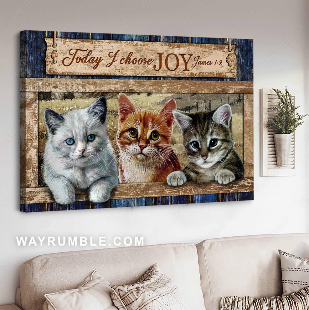 Cute Kittens, Adorable Black Cat, Verse Of The Day, Today I Choose Joy – Jesus Landscape Canvas Prints, Christian Wall Art