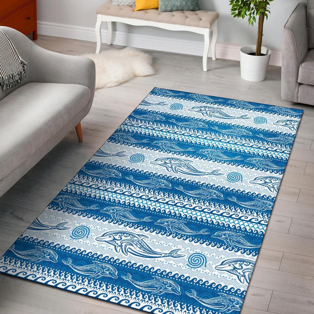 Dolphin Tribal Print Pattern Area Rugs