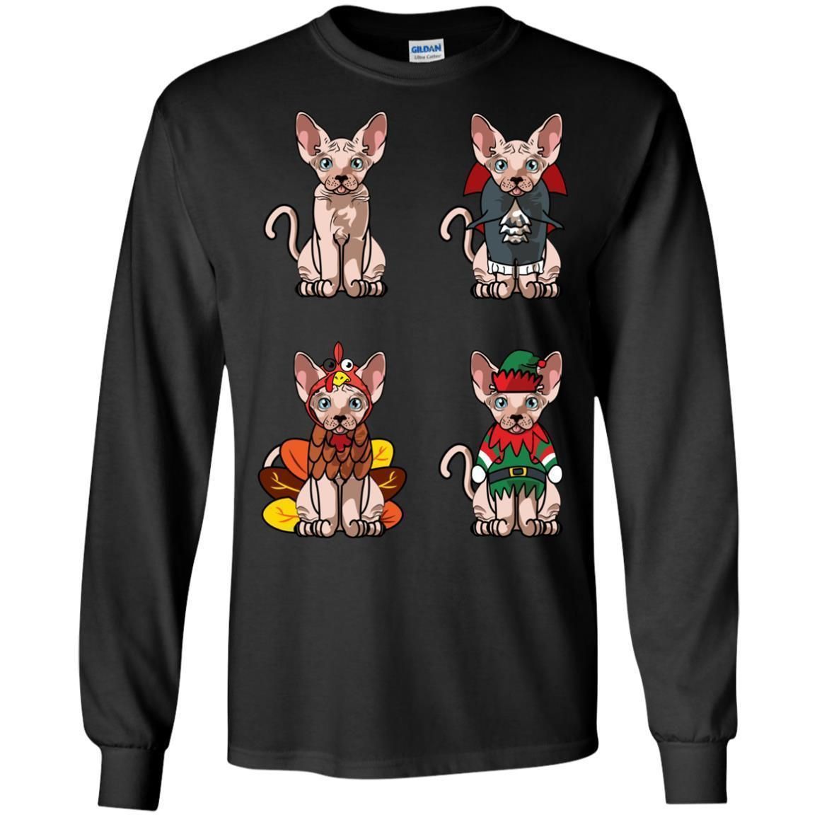 Buy Sphynx Cat Thanksgiving Halloween Christmas Long Sleeve T-Shirt