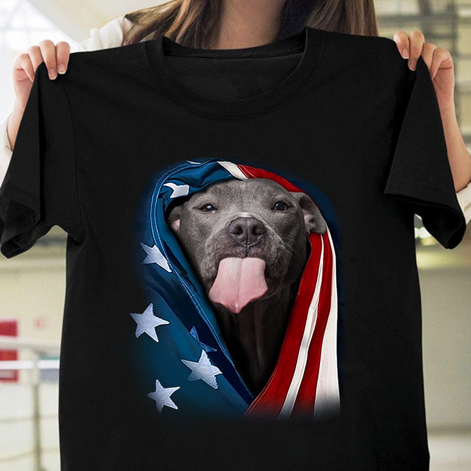 Pitbull American Flag Standard Men T-shirt