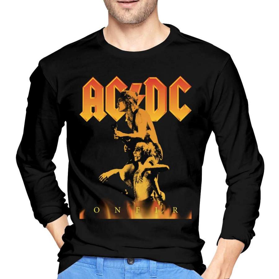 ACDC Bonfire Box Men Long Sleeve T-Shirt Music Tee Black