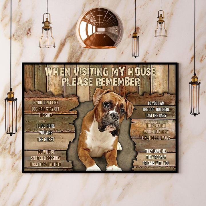 Boxer Dog When Visiting My House Please Remember Gift Family Lovers Gift For Family Home Decor Matte Canvas Canvas Prints