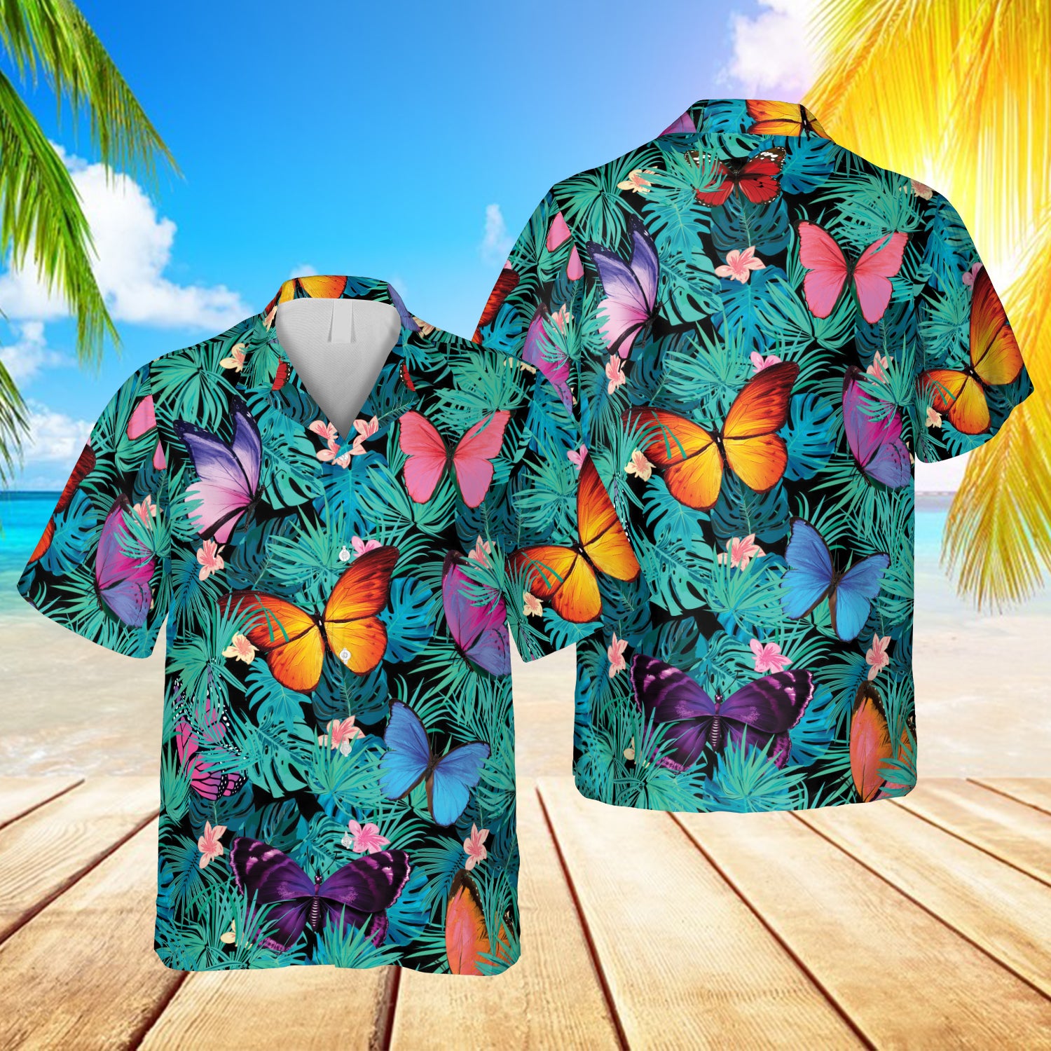 Tropical Plants Butterfly Hawaiian Island Clothing Ha48339