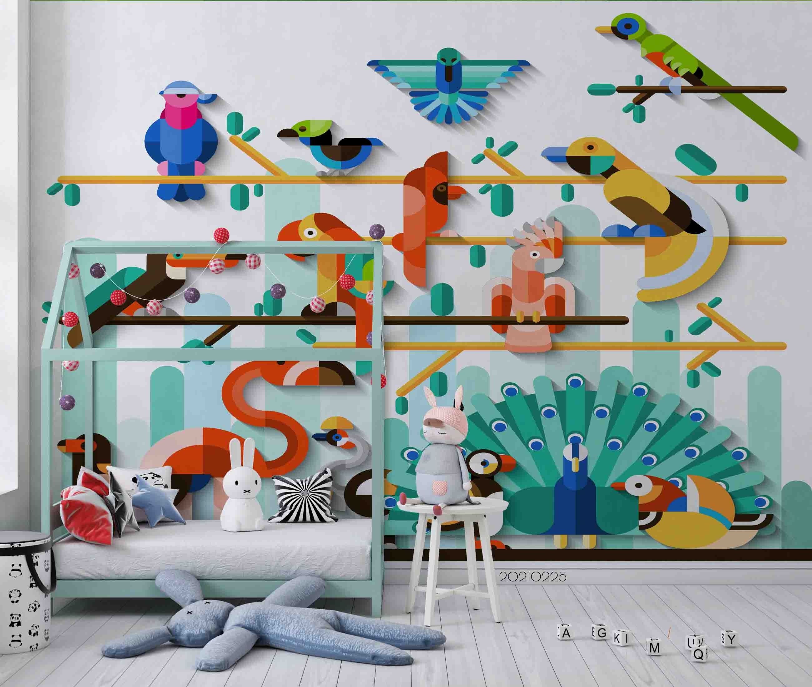 3D Cartoon Tropical Jungle Animal Wall Mural Wallpaper Lqh 206