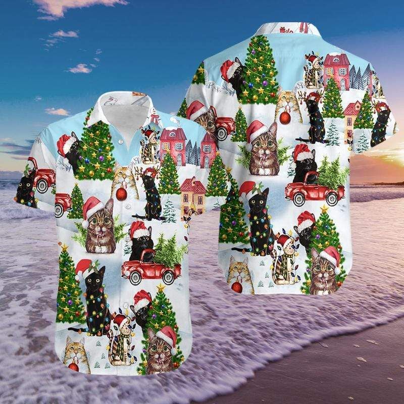 Hawaii Aloha Shirts Christmas Cat Ha42921