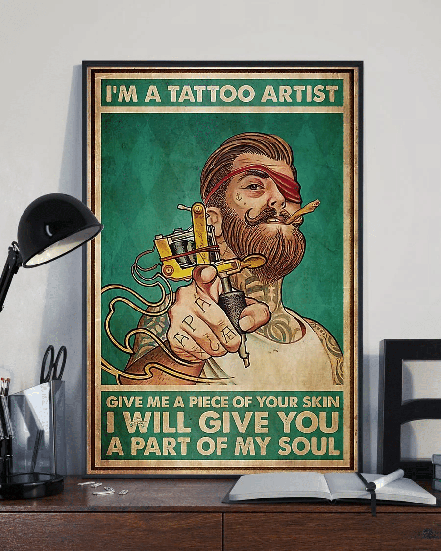 Tattoo Artist Poster Canvas – Give Me A Piece Of Your Skin Vintage Home Decor Wall Art Evg80663