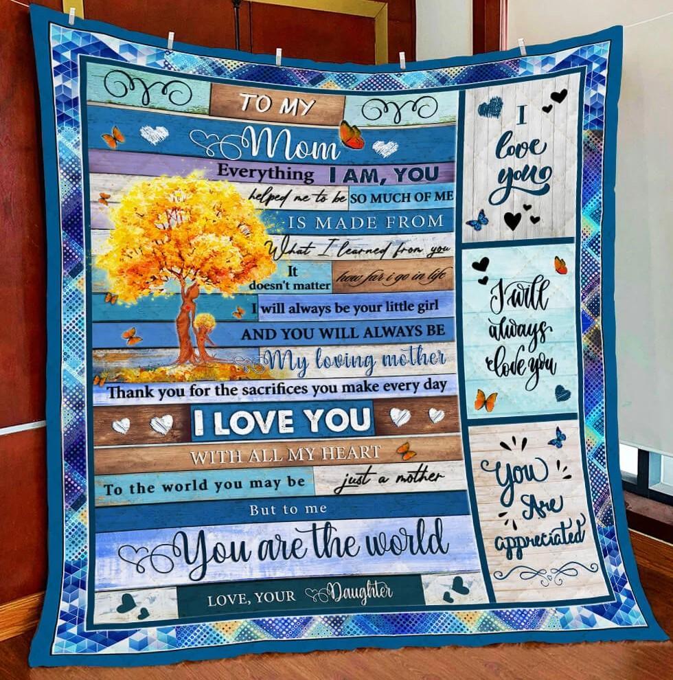 To My Mom Blanket, I Love You With All My Heart, Gift For Mom Family Home Decor Bedding Couch Sofa Soft And Comfy Cozy