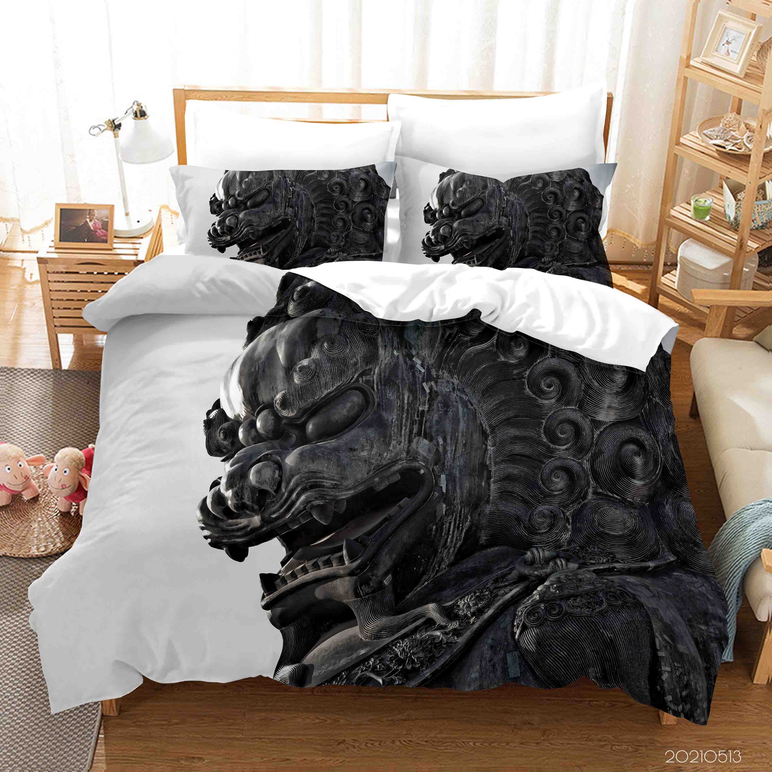 3D Stone Lion Art Sculpture Quilt Cover Set Bedding Set Duvet Cover Pillowcases 221