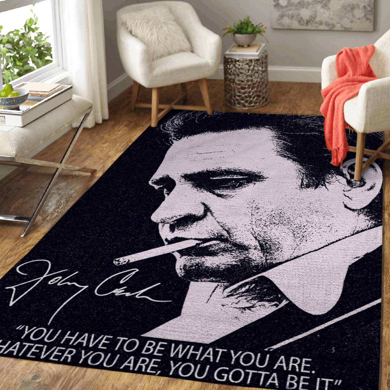 Johnny Cash Singer Quotes – You Have To Be What You Are Art Area Rug