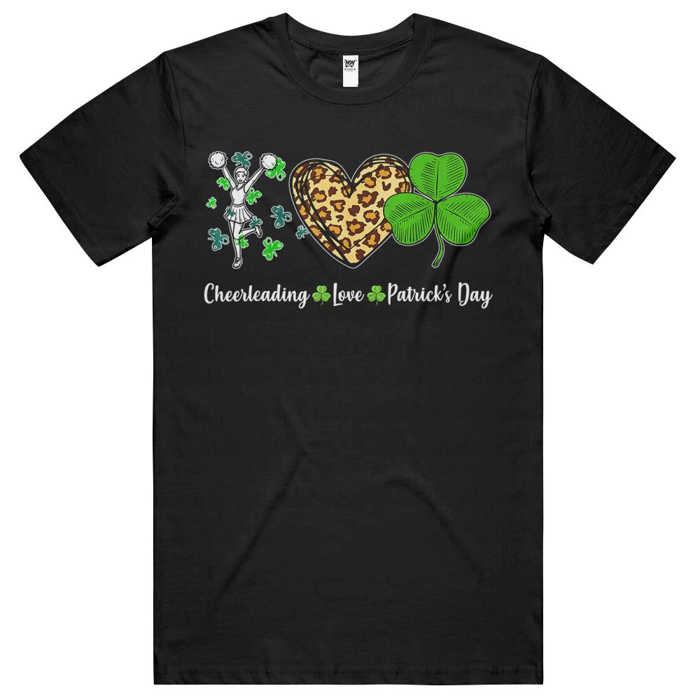 Cheerleading Love Leopard Heart Shamrock St Patrick’S Day T Shirts