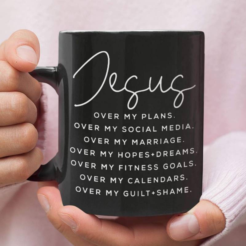 Jesus over my plans coffee mug